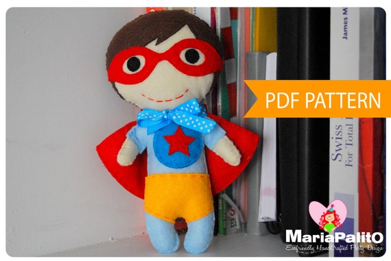 SUPERHERO Sewing pattern - Felt Superhero Toy PDF ePATTERN, Kids craft Project Instant Download A977 Il_570xn