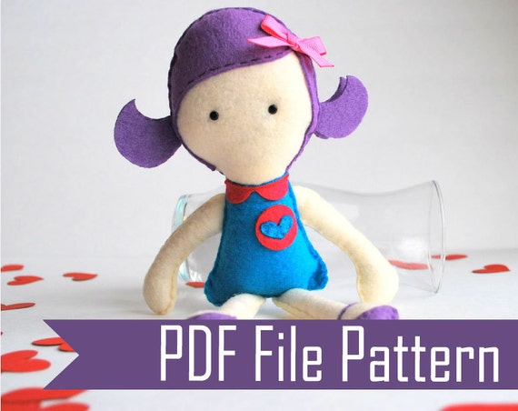 Rag Doll Sewing pattern - Violet Felt Plush doll Pattern PDF ePATTERN Instant Download A491 Il_570xn