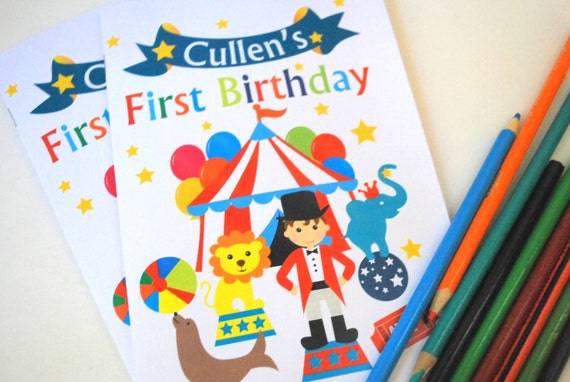 Circus Coloring Books | Party Personalized Party Favors | Circus Animals | Kids Birthday Activity Booklets | Party Gift| E424 Il_570xn