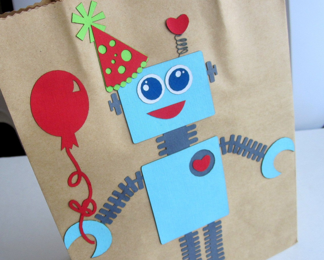 ROBOT Party Favor Bag Birthday GIFT bag Gift wrapping Etsy