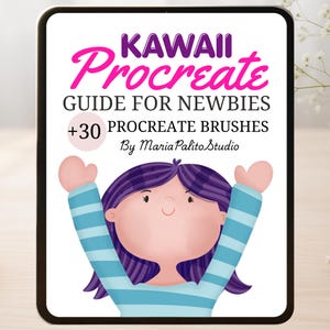 Kawaii Procreate Guide for Beginners with 30 Procreate brushes for Procreate Drawing Instant Download Playbook Ebook M058