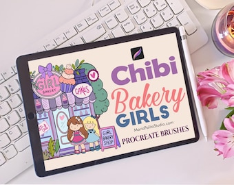 Chibi Bakery Procreate Stamps Creator Design your Bakery Brushes Cute Digital Dessert Bakery Stamps Textures & Palettes for Digital Art M062