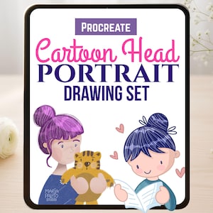 27 Cartoon Head Procreate Stamps Portrait Drawing Brushes Template Set Head Templates Character Design Cartoon Drawing M024