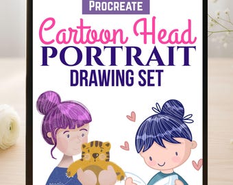 27 Cartoon Head Procreate Stamps Portrait Drawing Brushes Template Set Head Templates Character Design Cartoon Drawing M024