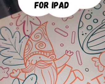 Procreate Tracing Book " with 30 Procreate Brushes "Gnomes and Mushrooms workbook to Learn Procreate  Tracing and Coloring Book M036