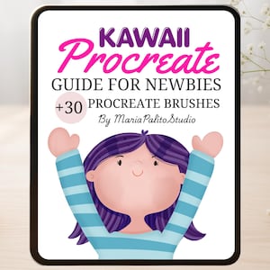 Kawaii Procreate Guide for beginner with 30 Procreate brushes for Illustration - Download Procreate Ebook Beginners M058-1