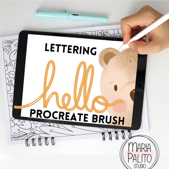 Lettering Procreate Brush, Happy Double Line Brush, Wide Double Brush