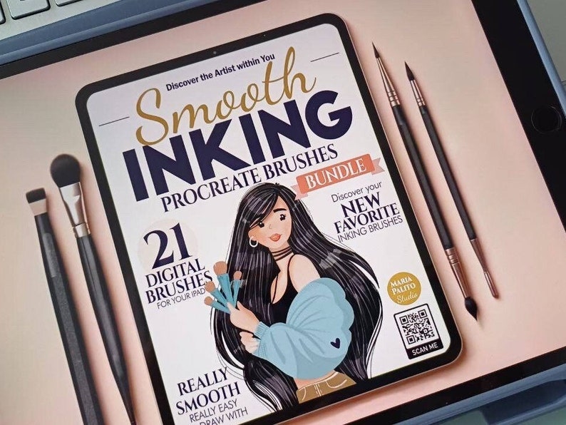 SMOOTH INKING Procreate Bundle, Outline Digital Drawing Brushes for ...