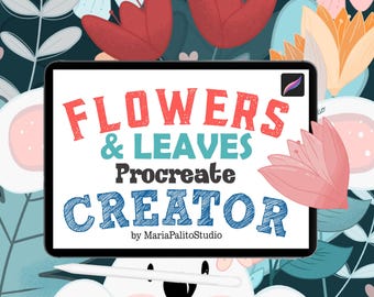 Flower CREATOR Procreate Stamps Brush Set | 33 Flower and Leaves Digital Art Tool for iPad | Botanical Drawing & Painting Brushes