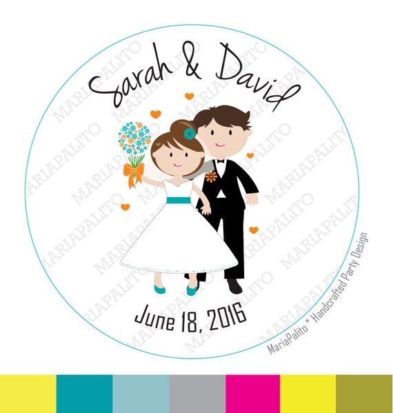 Wedding Stickers Personalized Wedding Printed Round Stickers Etsy