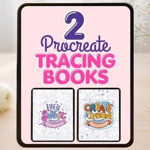 Procreate-boekenbundel x 2 boeken "Life is Sweet" "Create + Imagine" 40 Procreate-werkmap positieve pagina's om te traceren en te oefenen