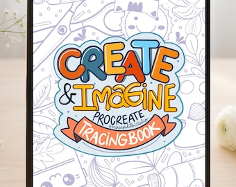 Procreate Tracing Book &quot;Create & Imagine&quot; 20 Positive Affirmation Pages to Trace and Practice Workbook + 6 Procreate Free Brushes M092