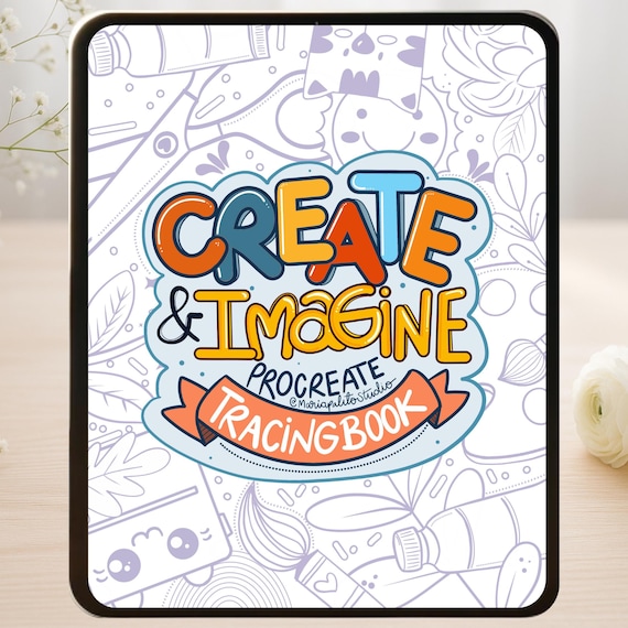 Creativity Procreate Tracing Book "Create & Imagine" 20 Positive Affirmation Pages to Trace and Practice Workbook + 6 Procreate Brushes
