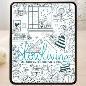 Procreate Coloring Book - Slow Living Relaxing Chibi Style Digital Coloring Book Pages for Instant Download -Ipad Anxiety Coloring M040