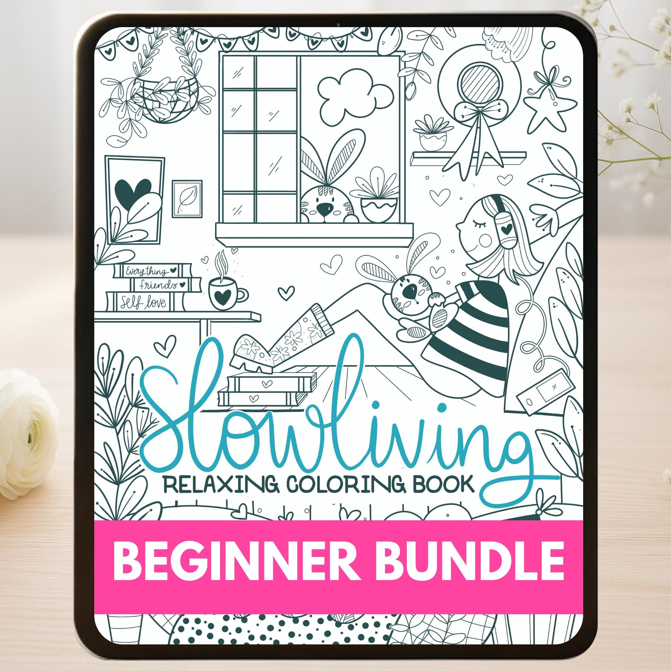 Pack para Principiantes de Libro para Colorear en Procreate con 30 Pinceles, 16 Páginas y Paletas — Kit de Arte para iPad Relajante