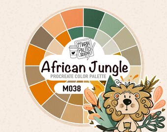 Procreate Color Palette "African Jungle" Premade Colors for Coloring and Cute Illustration Drawing Valentines Color Palette M038