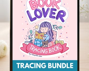 Book Lover Procreate Tracing BUNDEL met 38 Procreate Brushes Digitaal werkboek voor iPad Art, doodles Procreate-oefenbladen
