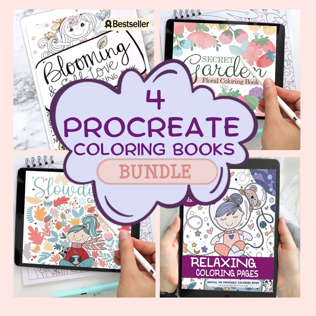 64 Procreate Coloring Pages Bundle 4 PROCREATE Coloring Books - Etsy