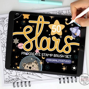50 Stars Procreate Stamps  Brush Set, Unique Star Brushes for Magical Galaxy Art, Perfect for Beginners to Pros, Instant Download M016