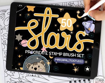 50 Stars Stamp Procreate Brushes Set, Unique Star Brushes for Magical Galaxy Art, Perfect for Beginners to Pros, Instant Download M016