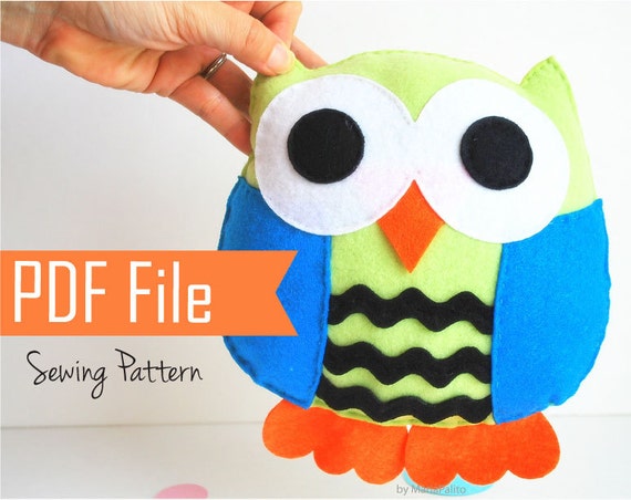 Owl Pattern Large Owl Sewing Pattern Felt Pillow Pattern Etsy
