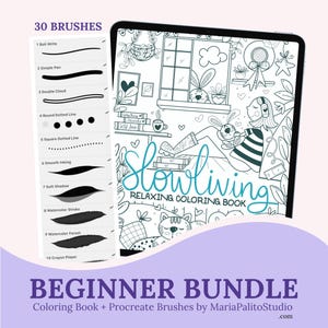 Angst Relief Malbuch BUNDLE: 16 Malbuch-Seiten + 30 Procreate Pinsel zum Färben und Zeichnen M015