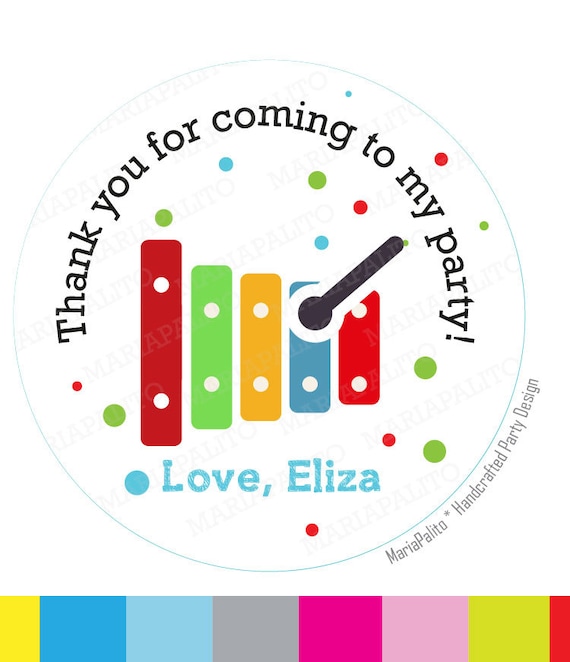 Music stickers, Musical Party Personalized Inspired PRINTED round Stickers, tags, Labels or Envelope Seals Xylophone Stickers A1295 Il_570xn