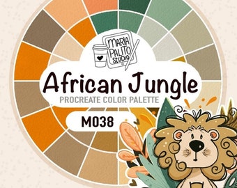 Procreate Color Palette "African Jungle" Premade Colors for Coloring and Cute Illustration Drawing Valentines Color Palette M038