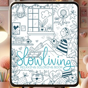2 Hand-Drawn Procreate Coloring books with 2 Color Palettes Relaxing iPad Coloring Book Set to Reduce Anxiety Activity ADHD M006 image 5