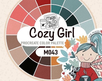 Procreate Color Palette "Cozy Girl" Premade Colors for Coloring and Cute Illustration Drawing Valentines Color Palette M043