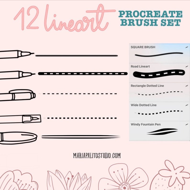 27 CRAYON LINEART Procreate Brushes Bundle for Drawing Etsy