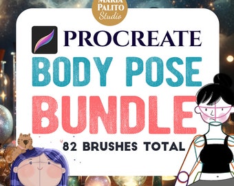 PROCREATE Body Pose Bundle Drawing Tool: Pose & Proportion Creator, Anatomy, Articulated human beginner body drawing Set M086