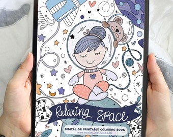 PROCREATE COLORING Book "Chibi SPACE" iPad Coloring Book Printable Gift Anxiety Relief Coloring Digital Relaxing Pages M004