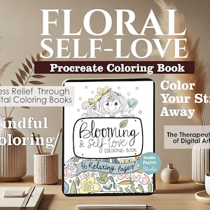 Procreate Blooming Coloring Book M001 + 30 Procreate Brush Set