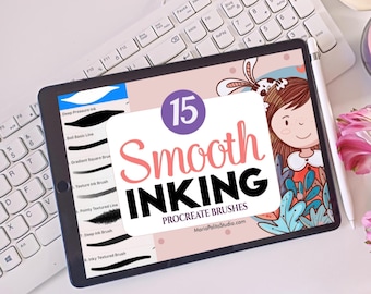 15 INKING Procreate Brushes Smooth Inking Lineart Outline Illustration Drawing Brushes for Ipad Brushes for Beginner Artists Digital M042-1