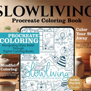 PROCREATE Coloring Book SLOWLIVING, Chibi Digital Coloring Book Pages Relaxing Soothing iPad Coloring Workbook Relaxing Coloring M040 image 6