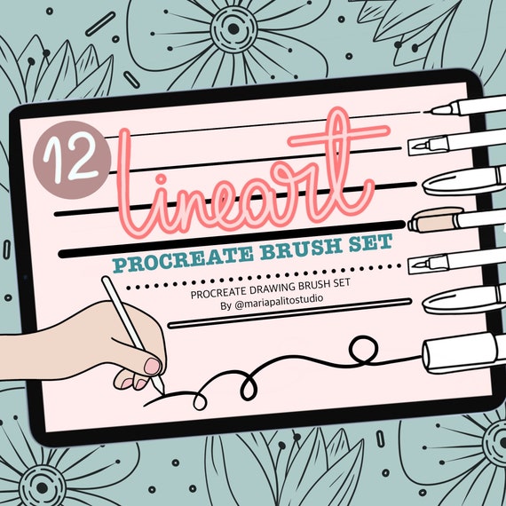 12 LINEART PROCREATE BRUSH Set Fine Liners Pencils for Ipad Doodling, Lineart Pens and Inking