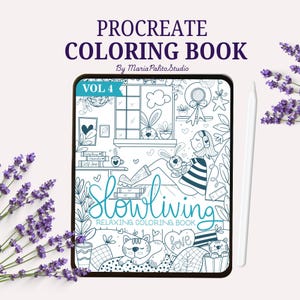 Procreate Coloring Book - Slow Living Relaxing Chibi Style Digital Coloring Book Pages for Instant Download -Ipad Anxiety Coloring M040