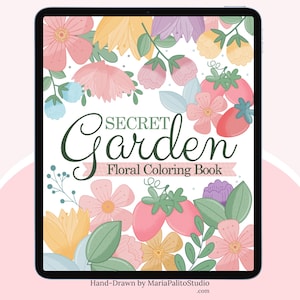Libro da colorare Procreate disegnato a mano Secret Garden 16 Libro da colorare digitale o stampabile Rilassante per adulti o bambini ADHD Attività calmante M046