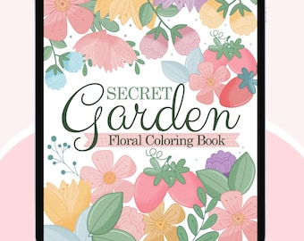 Hand-Drawn Procreate Coloring Book Secret Garden 16 Digital Coloring Book or Print Relaxing for Adults or Kids Adhd Calming Activity M046