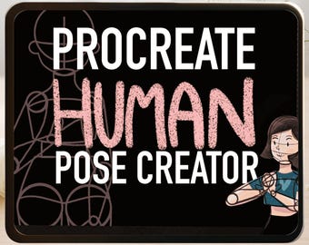 Human Body Pose Procreate CREATOR Drawing Tool: Pose & Proportion Creator, Anatomy, Articulated human pose beginner body drawing Set M077