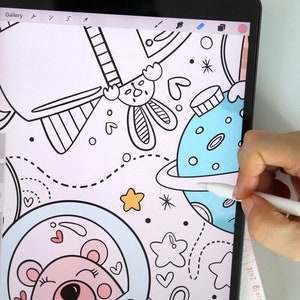 CHIBI Procreate Coloring Book, SPACE Girl Digital Relaxing Coloring Pages Adult and Teen iPad Digital Coloring Book, Anxiety Relief M004-1 image 9