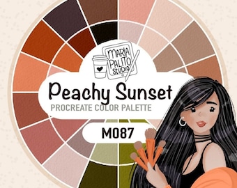 Procreate Color Palette "PEACHY SUNSET" Premade Colors for Coloring and Cute Illustration Drawing Valentines Color Palette M087