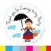 Mary Poppins Stickers, Thanks for coming to my Birthday Party. Mary Poppins Inspired PRINTED round Stickers, tags, Labels A982