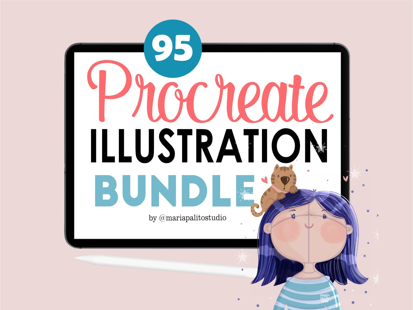95 Procreate Brushes Bundle Lineart Illustration Drawing Texture Fine Liners Inking Sketching Painting Crayon Stamps Procreate Kit M003