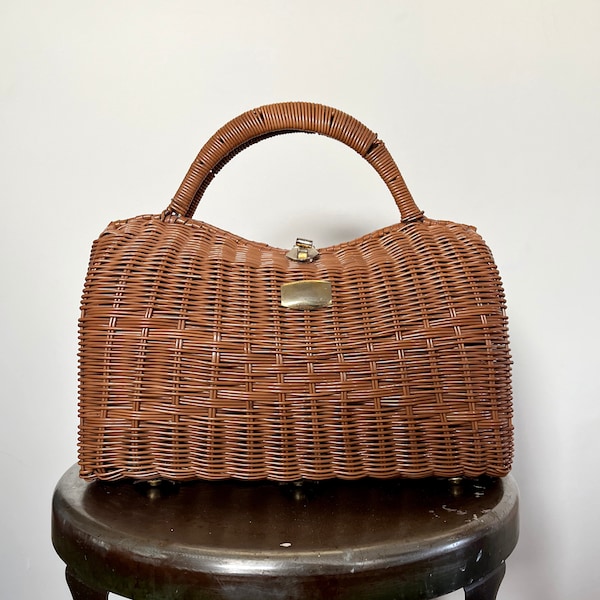 Marcus Brothers 1950s-1960s Faux Wicker Purse Frame Bag