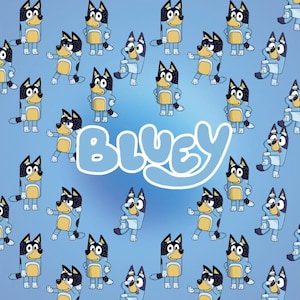 Bluey Fabric Blue Dog Fabric Bluey and Bingo Fabric Cartoon Fabric 100% Cotton Fabric Anime Fabric By The Half Yard