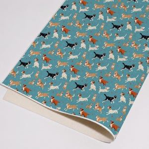 Cartoon Playful Dog Faux Leather, Printed Synthetic Leather for DIY Hair Accessories, Earring & Keychain Making