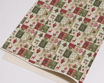 Christmas Patchwork Printed Faux Leather Sheet, PU Synthetic Fabric for Hair Bows, Earrings, Keychains Hand-Craft Supplies