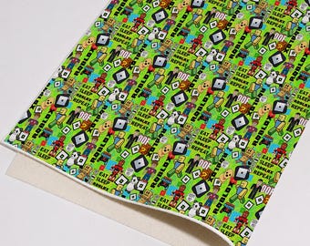 Roblox Blocky Game Printed Faux Leather Sheet, PU Synthetic Fabric for Hair Bows, Earrings, Keychains Hand-Craft Supplies